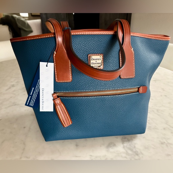 Dooney & Bourke Handbags - Dooney & Bourke Blue Pebble Leather Tote NWT